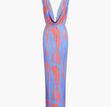 a dress with a blue and orange print