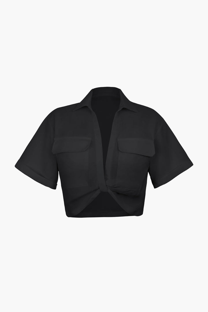 the cropped crop top in black