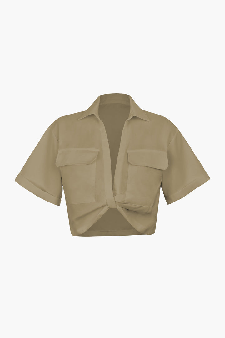 the crop top in khaki