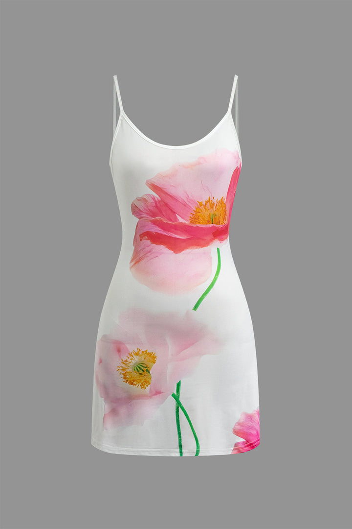 a white dress with pink flowers on it