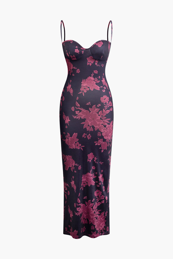 a black and pink floral print dress