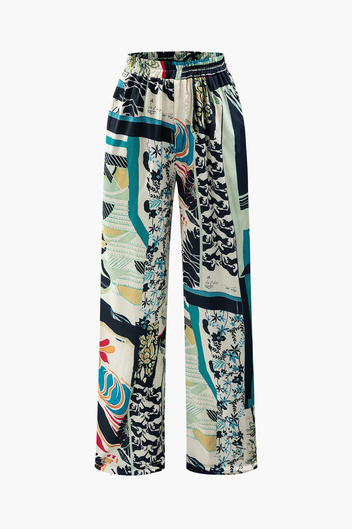 a picture of a women ' s pants with tropical print