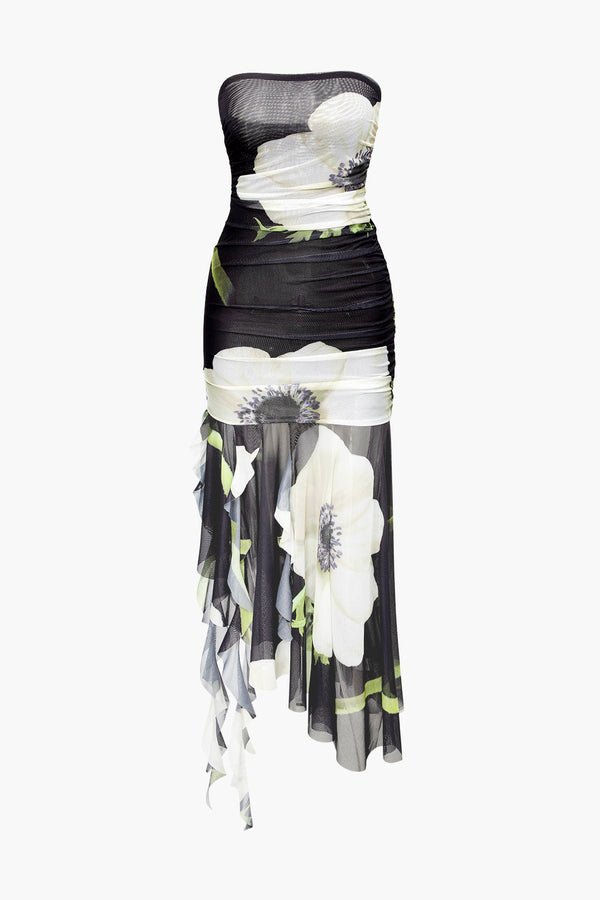 a black and white dress with flowers on it