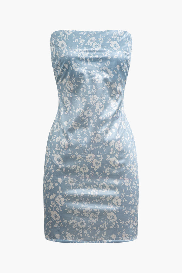 a blue dress with white flowers on it