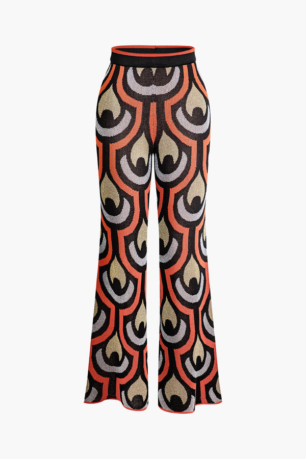 a black and orange pants with a pattern on it