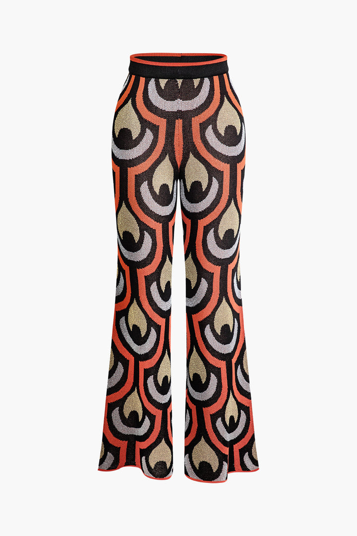 a black and orange pants with a pattern on it