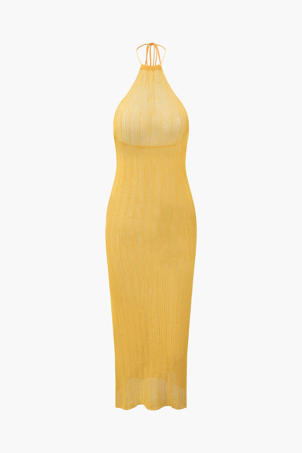 a yellow dress on a white background