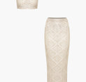 a pair of beige knitted skirts