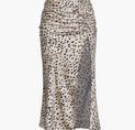 Leopard Drawstring Slit Skirt (XS / BEIGE)