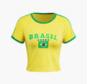 a yellow t - shirt with a brazil flag on it
