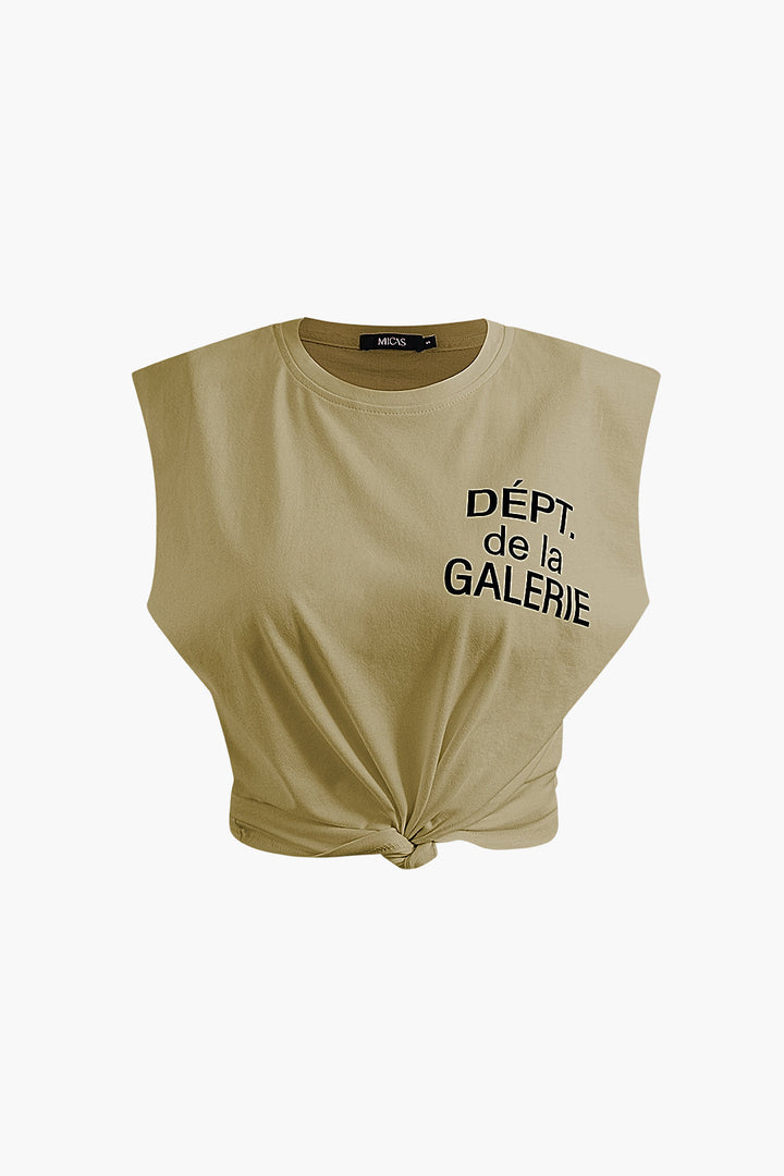 a cropped crop top with a slogan on it