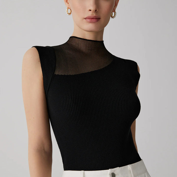 Mesh Patchwork Sleeveless Top