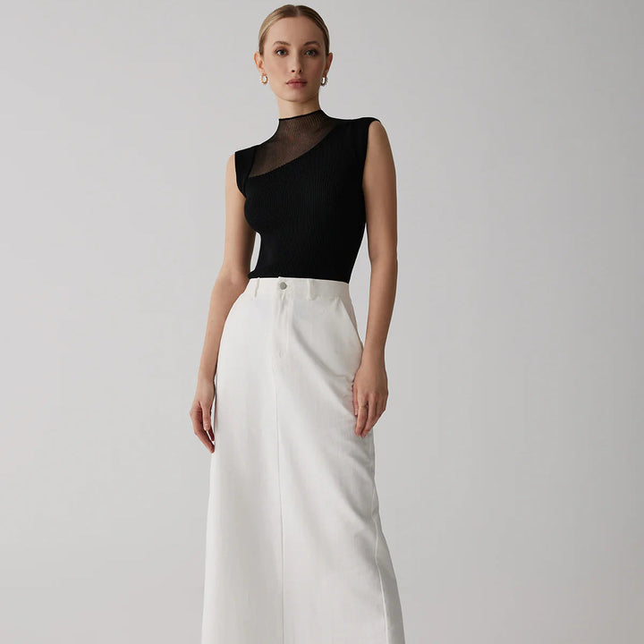 Mesh Patchwork Sleeveless Top