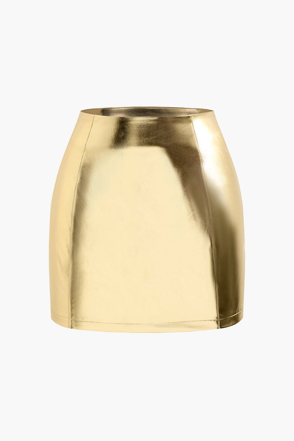 the metallic mini skirt
