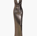 a bronze dress on a white background