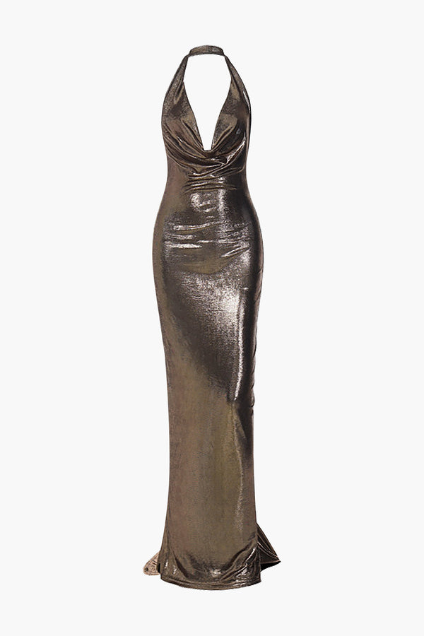 a bronze dress on a white background