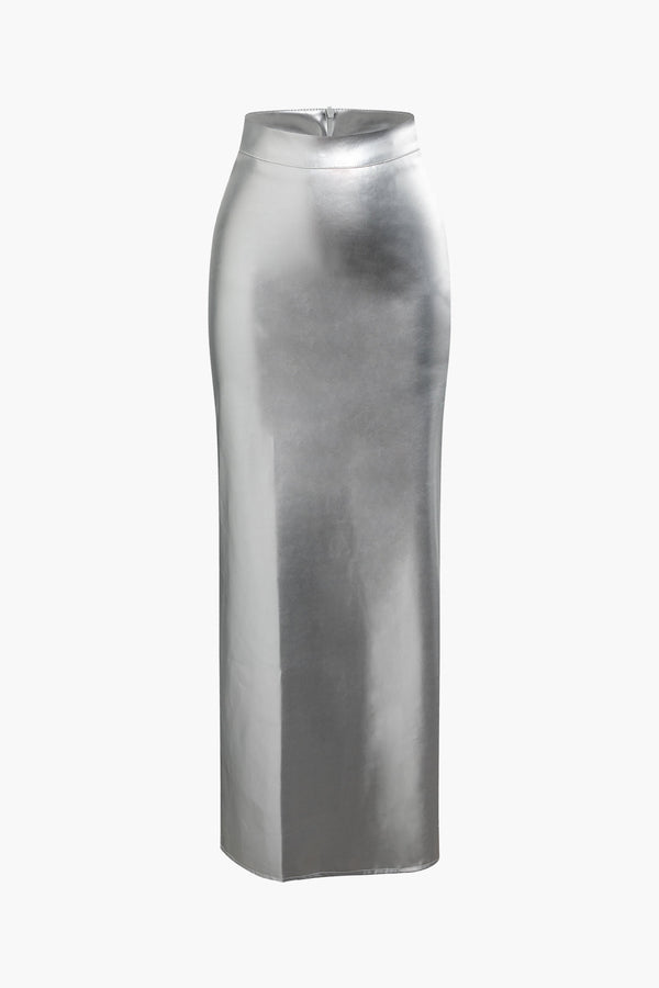 a silver skirt on a white background