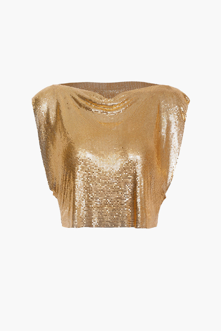 the crop top in gold