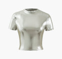 the metallic crop top in silver