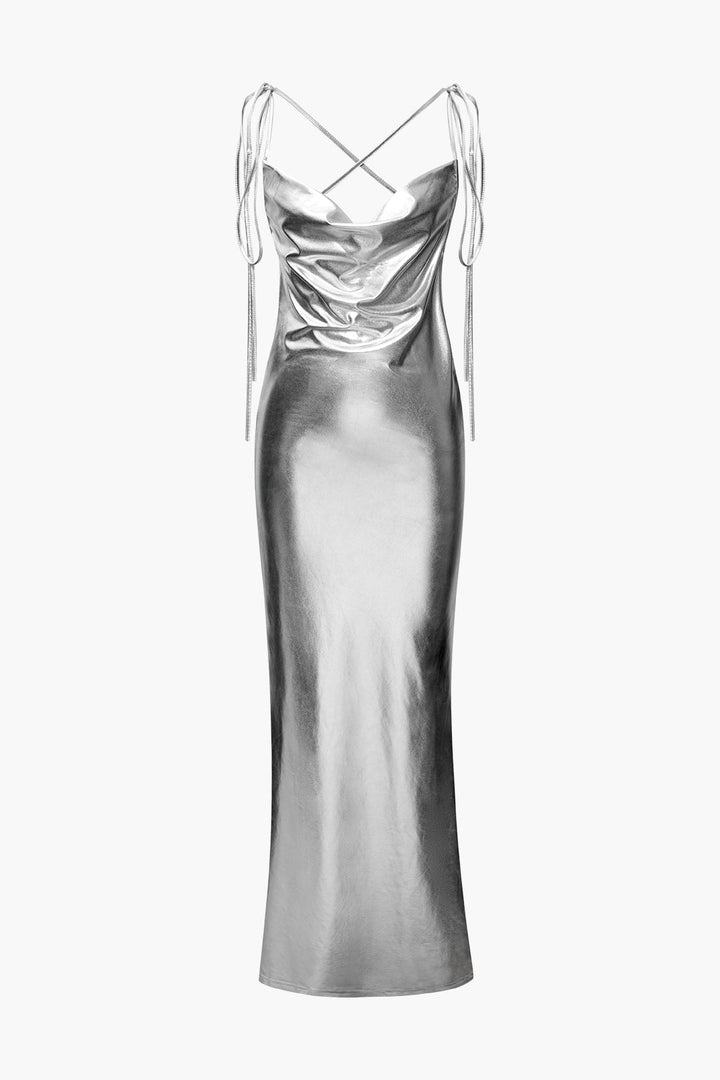 a silver dress on a white background