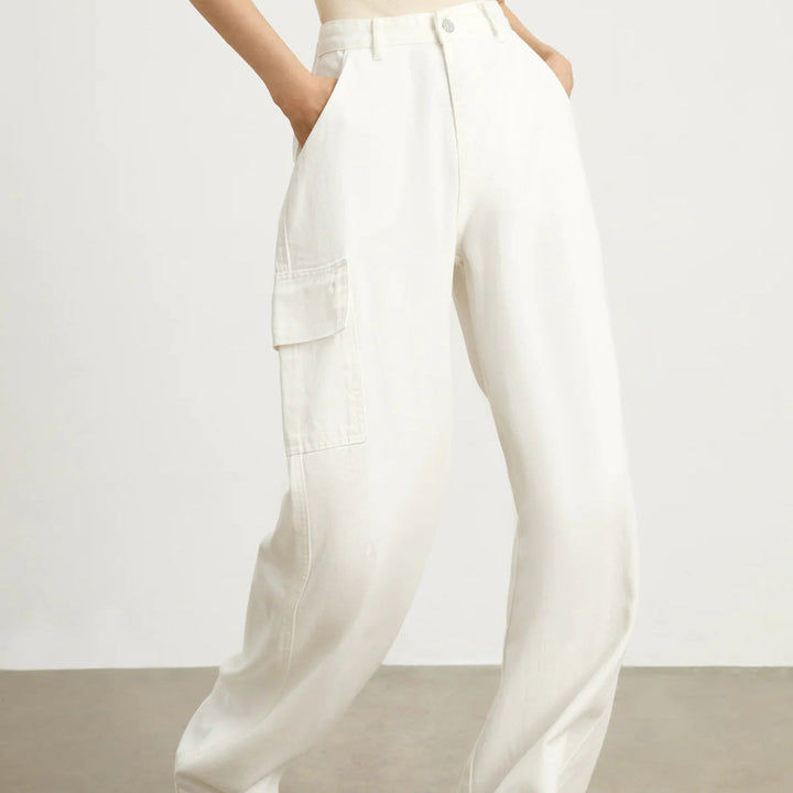 Minimalist White Denim Wide Leg Jeans