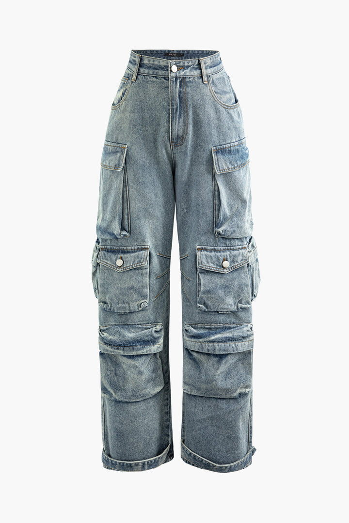 a picture of a pair of denim cargo pants