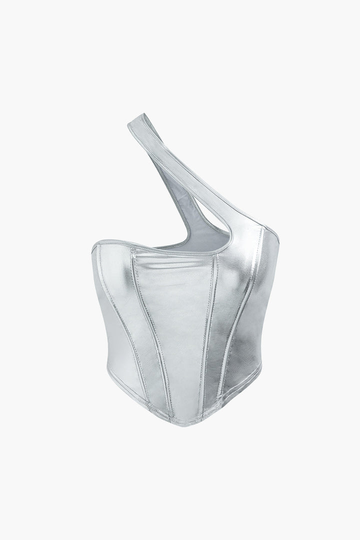 a silver bra top on a white background