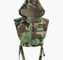 a camouflage jacket with a hoodie on it