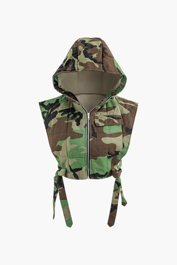 a camouflage jacket with a hoodie on it