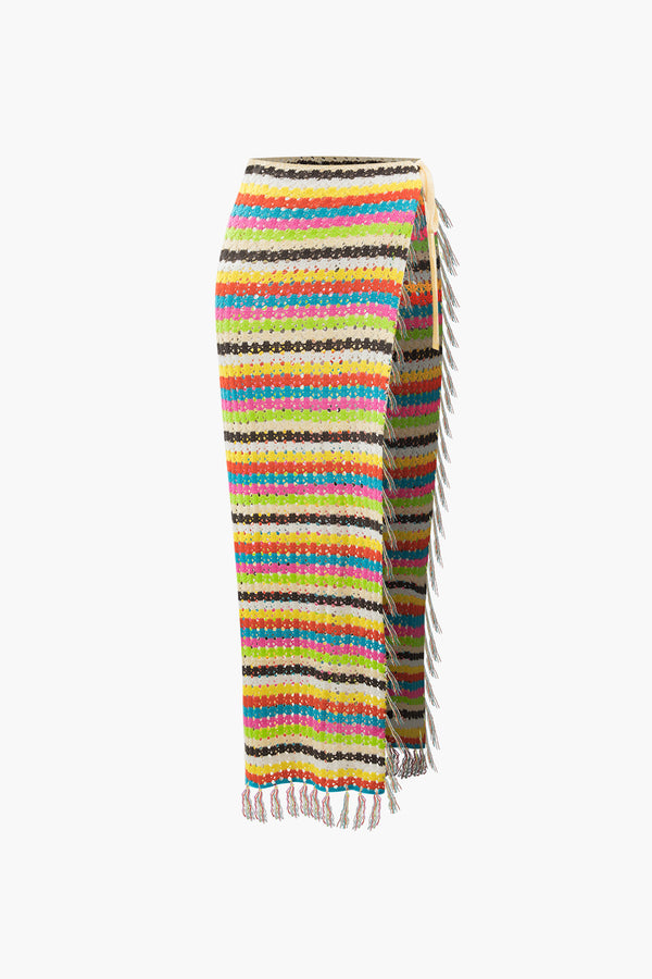 a multi colored skirt with fringes