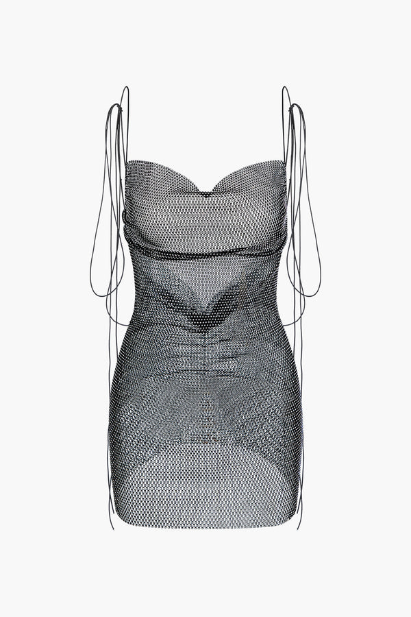 a black mesh bag on a white background