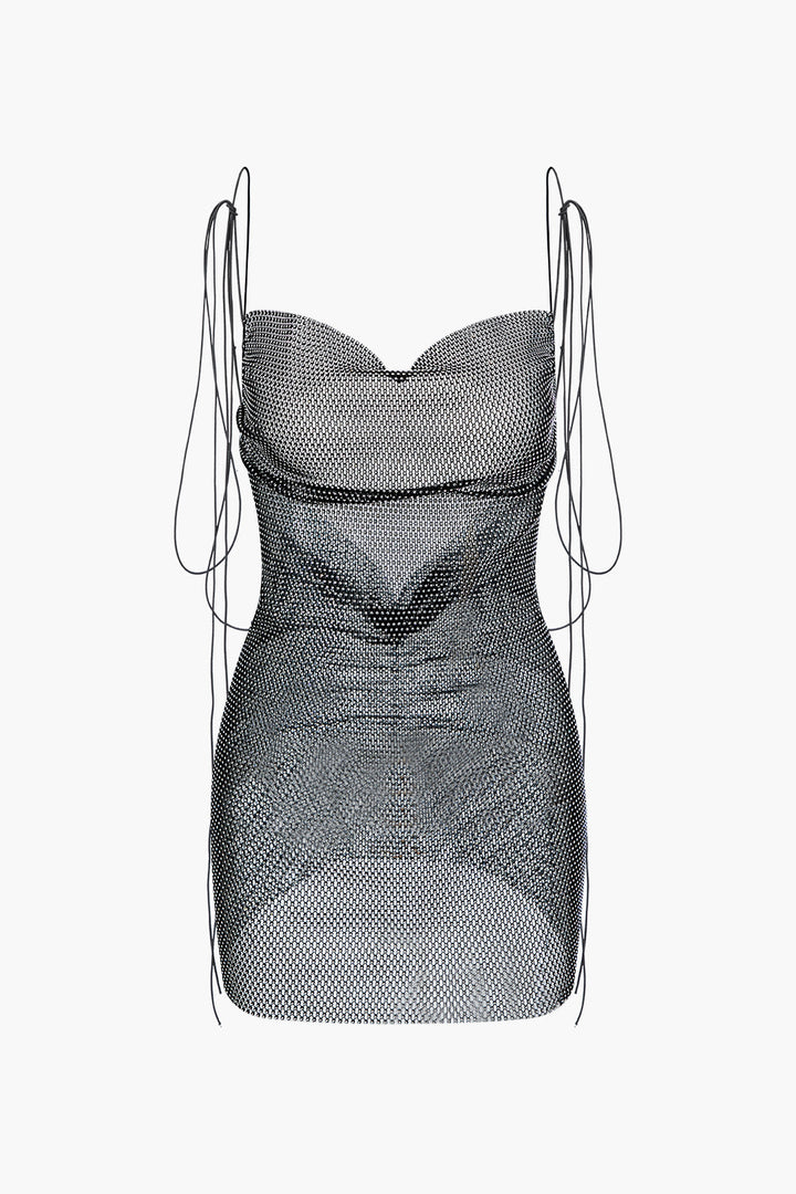 a black mesh bag on a white background