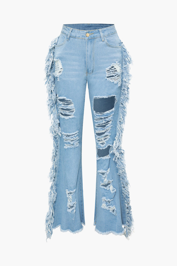 the ragged jeans in light blue