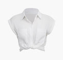 a white shirt with a bow on the front