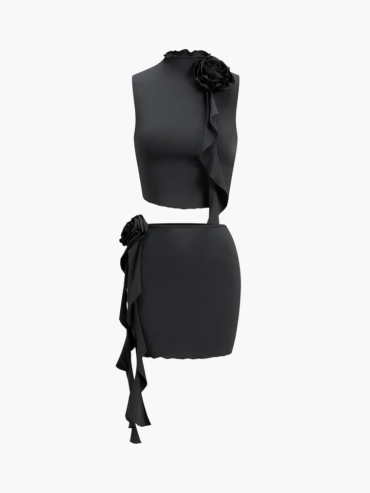 a black top with a bow on the front