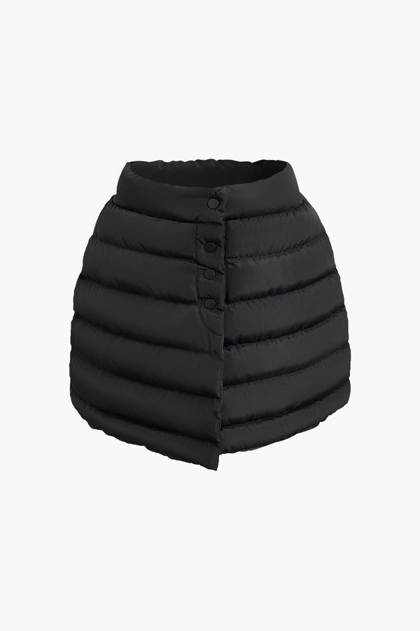 a black puffer jacket on a white background