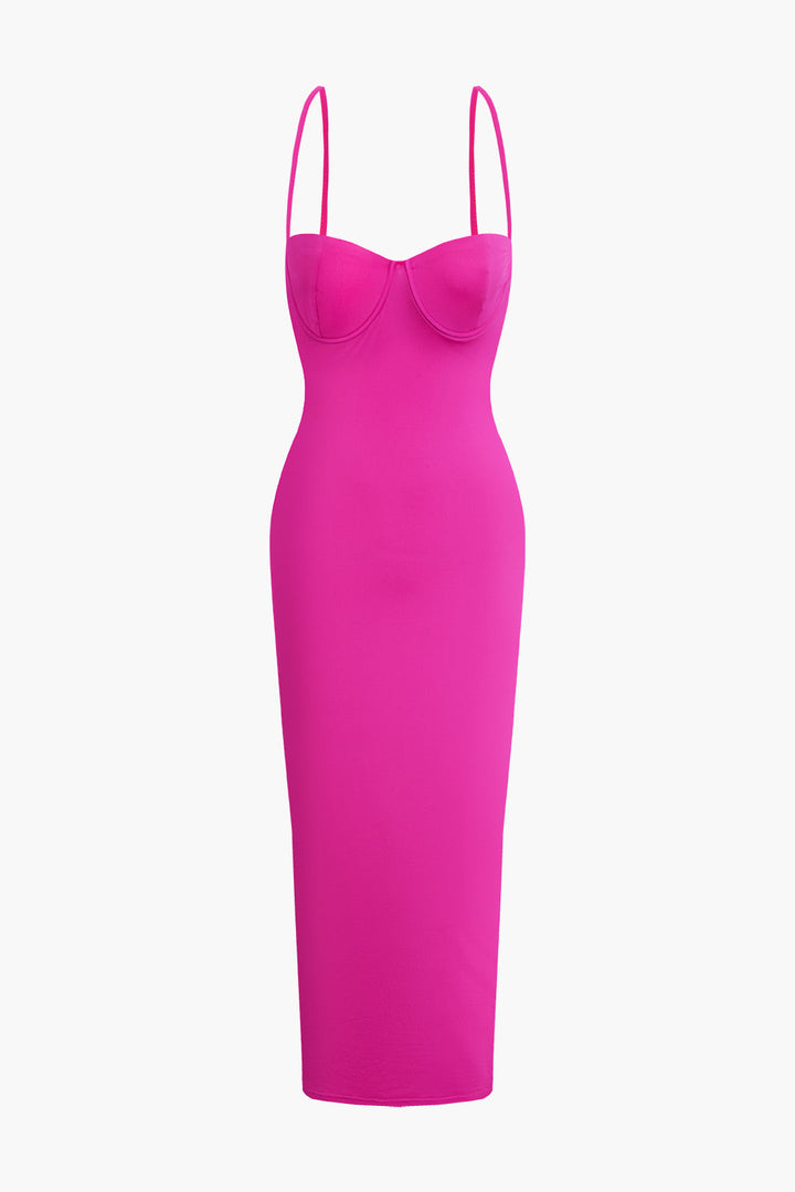 a bright pink dress with spaghetti straps