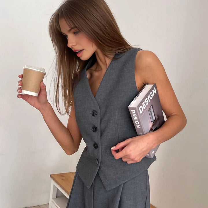 Solid Structured Suit Vest