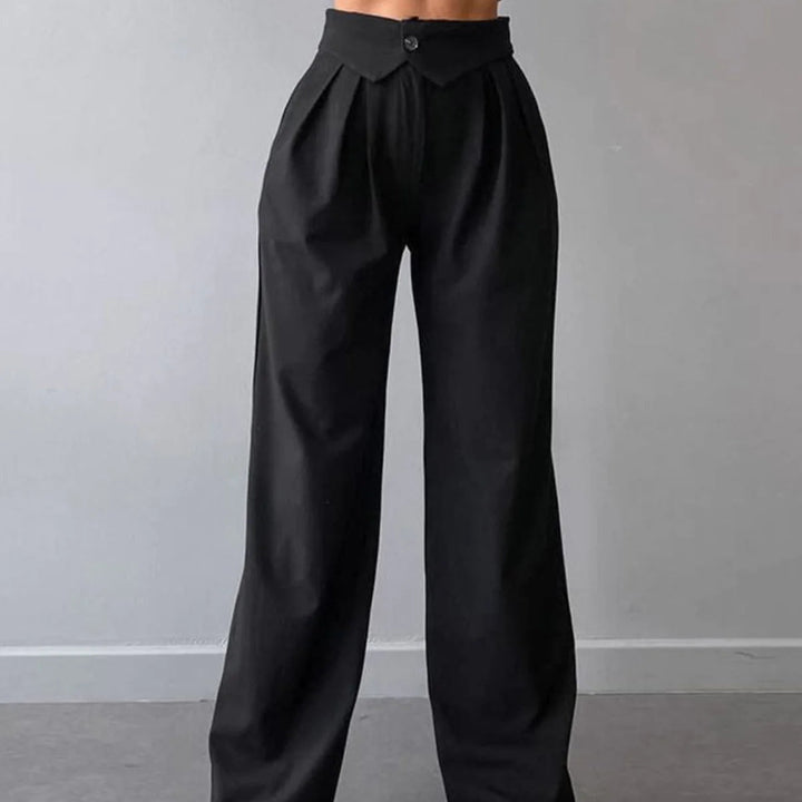 Street Fold Over Waistband Straight Leg Dress Pants