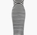a black and white striped dress