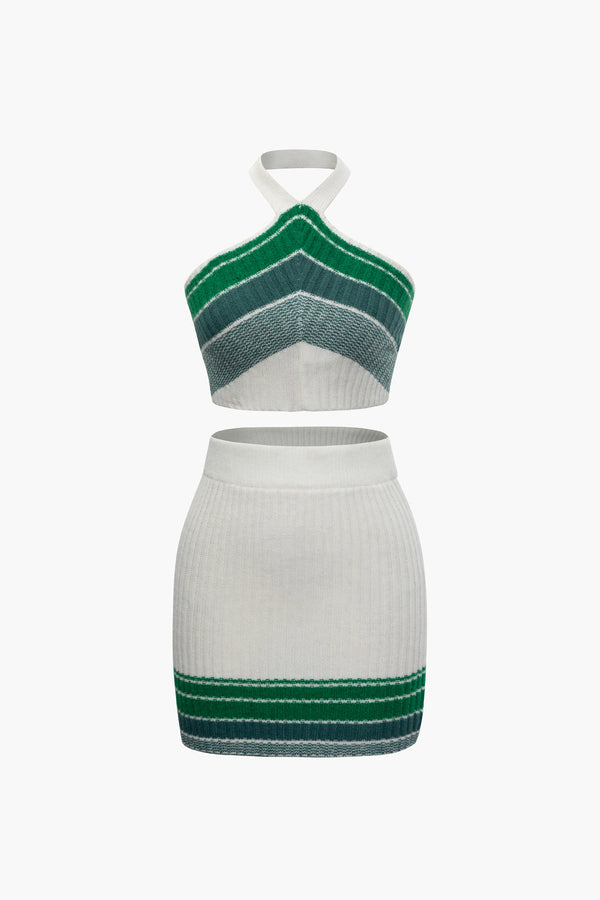 a white top with green and white stripes
