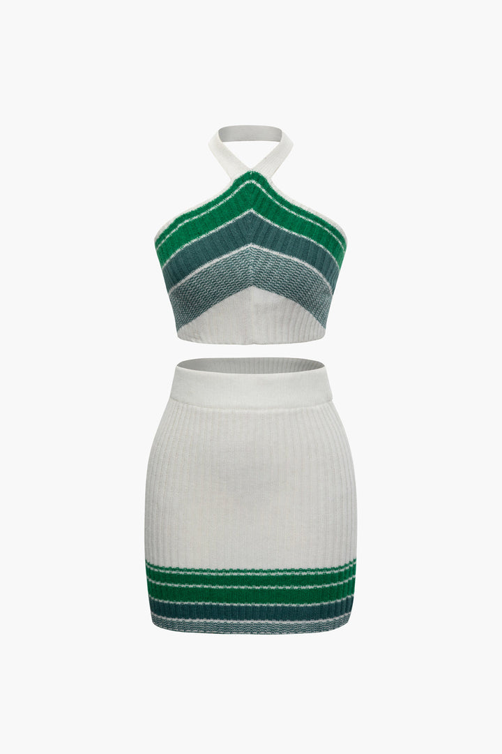a white top with green and white stripes