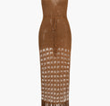 a brown dress with fringes on it