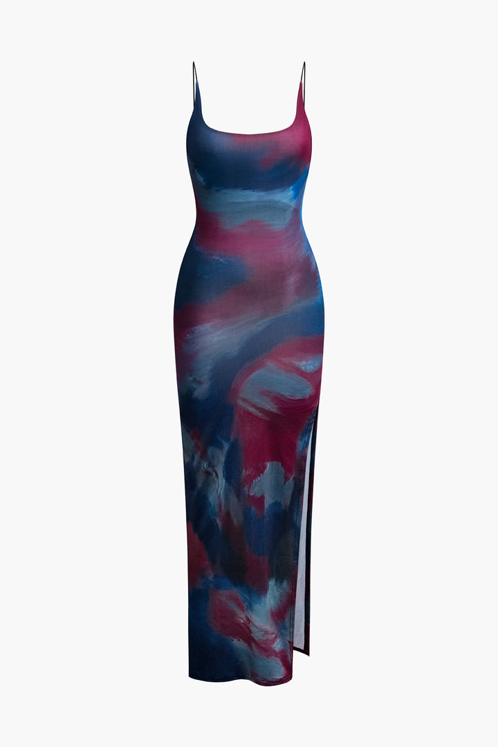 a dress with a red and blue print on it