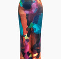 a colorful pencil skirt with a multi print