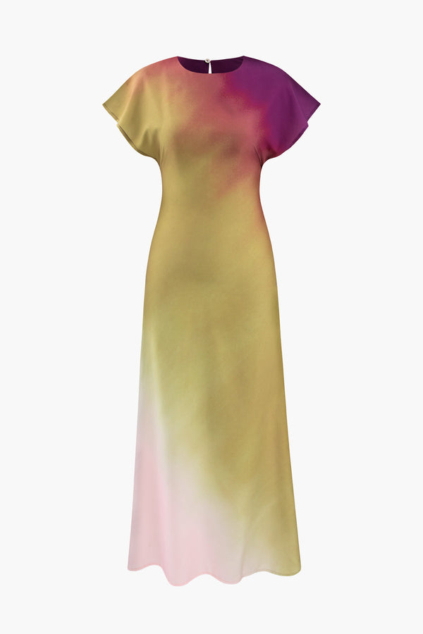 a dress with a yellow and pink gradient pattern