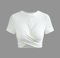 a white t - shirt with a knot on the front
