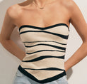 Two-Tone Waves Tube Knit Top