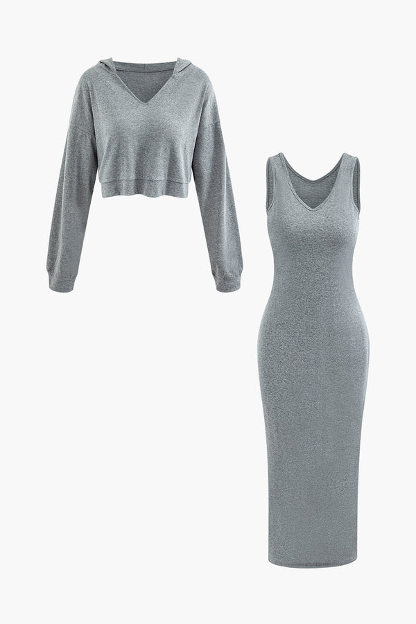 a grey sweater dress and a grey sweater dress