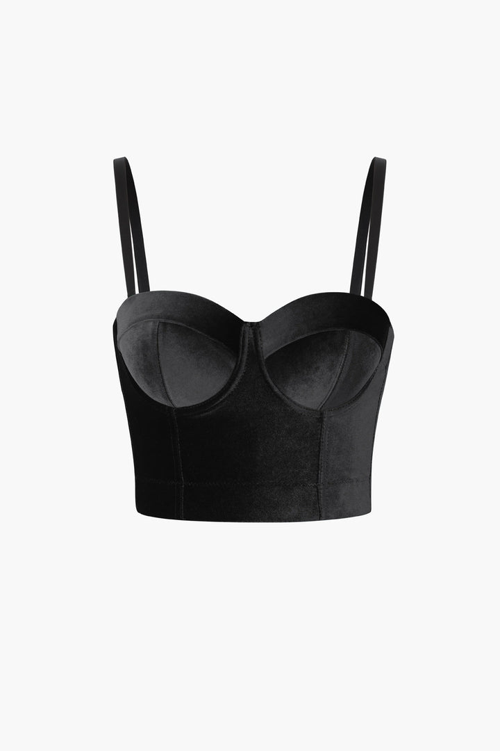 a black bra top on a white background
